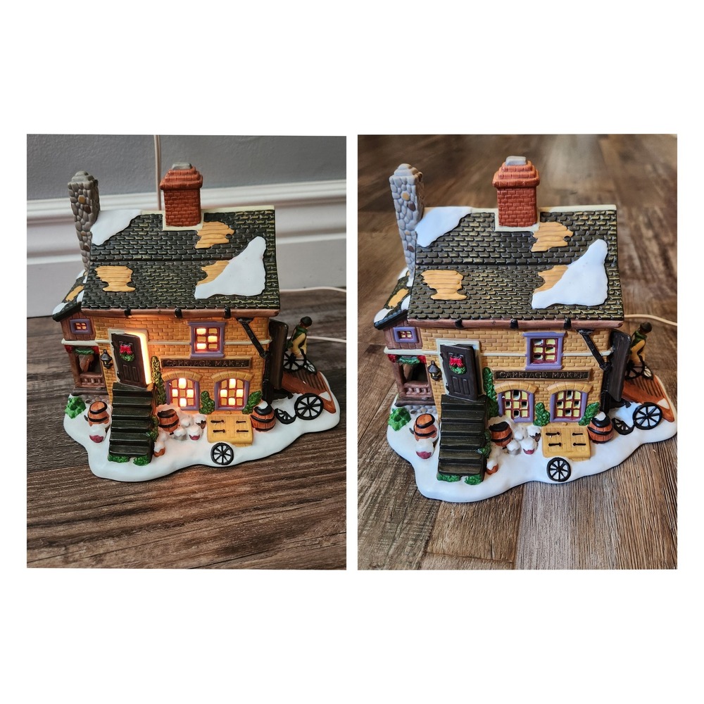 Carole Towne 2002 Carriage Maker Christmas Village House Lighted Porcelain Decor
